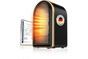 GZCHENHAO 10.0 Mini Heizlüfter Bad【Nr.1 in Heizleistung – Zertifiziert】Keramik Heizlüfter Energiesparend【Rundum geschützt mit 4 Sicherheitssystemen】 Schlafzimmer Büro,Schwarz Camping Heizung Elektrisch(ABlack)