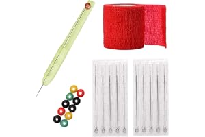 ATOMUS Handpoke and Stick Tattoo Kit 10 Pieces Tattoo Ink Cup Leverans Hand Poke Pen 3RL 5RL 7RL 9RL Tattoo Needles Bandages
