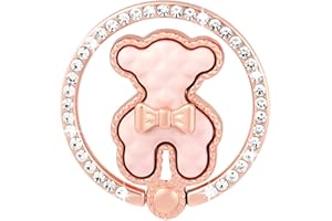 Fycyko Anneaux de Support pour Téléphone Portable avec Motif Ourson Mignon，Universel de Ours Bague Telephone Compatible avec iPhone，iPad，Samsung，Smartphone et Étui pour Téléphone - Rose