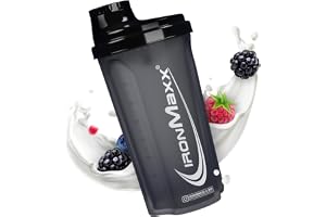 IronMaxx Protein Shaker - 700ml Negro Noche | Agitador de proteínas | Tapón de rosca, tamiz, escala | Hermético, lavable