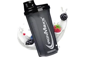 IronMaxx Protein Shaker - 700ml Negro Noche | Agitador de proteínas | Tapón de rosca, tamiz, escala | Hermético, lavable