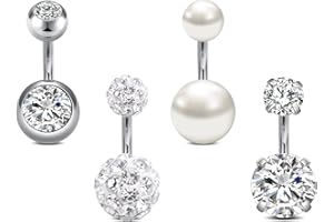 Rajnard Piercing Ombelico 14G 6/8/10/12/14mm Acciaio chirurgico CZ Bead Diamond Piercing all'ombelico Gioielli per donna Uomo