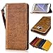 Produktbild Samsung Galaxy S7 Edge Leder Hülle,Handy Hülle Tasche Samsung Galaxy S7 Edge,Ledertasche für Samsung Galaxy S7 Edge,Leweiany Handytasche Samsung Galaxy S7 Edge Schutzhülle aus Echt-Leder Retro Blumen Prägung Hülle im Ständer Bookstyle Wallet Tasche Flip Brieftasche Etui Schale mit Kartenfach, Magnet und Praktischer Standfunktion Luxus Tasche für Samsung Galaxy S7 Edge - Premium Hülle in Braun