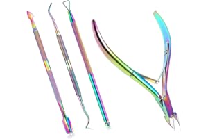 VIEXPAND 4 Stück Edelstahl Nagelhautschneider Set, Nagelhautentferner Set, Präzises Nagelhaut Knipser und Unter Nagel Reinigungsset für den Salon oder Heimgebrauch