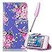 Price comparison product image iPhone SE Flip Case, iPhone 5S PU Leather Cover Blue, Vioela Built-in Stand Leather Wallet Case Holster Flip Cover with Card Slots /Compartment for Apple iPhone 5S/5 & Apple iPhone SE with Free Stylus - Classic Pink Rose Floral Pattern