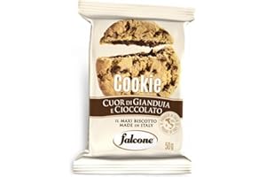Falcone Cookies Cuor di Gianduia e Cioccolato Expo Bar 13 pz Maxi Biscotti da 50 gr Made in Italy per La Colazione