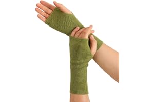 Prettystern Cashmere Ribbed Fingerless Gloves Cuffs Wristwarmers