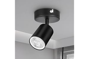Dehobo Foco de Pared GU10 para Interior, Focos para el techo Negro Ajustables y Giratorios, Lámpara de Pared GU10 Orientales para Cocina, Dormitorio, Sala, Foco Retro Max. 50W, Sin Bombilla, 1 Piezas