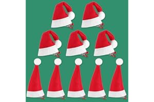 QUOHE Pinzas de Pelo Navidad, 10 Piezas Mini Gorro de Papá Noel Clips de Pelo Horquillas Navidad Accesorios de Peinado para Niña Niños Mujer, Rojo Navideño Hebillas para Cabello Regalo Decoración Navideña