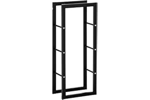 HOMCOM Range bûches Etagère porte bois de cheminée porte-bûches intérieur et extérieur charge max. 100 Kg dim. 40L x 25l x 100H cm métal noir