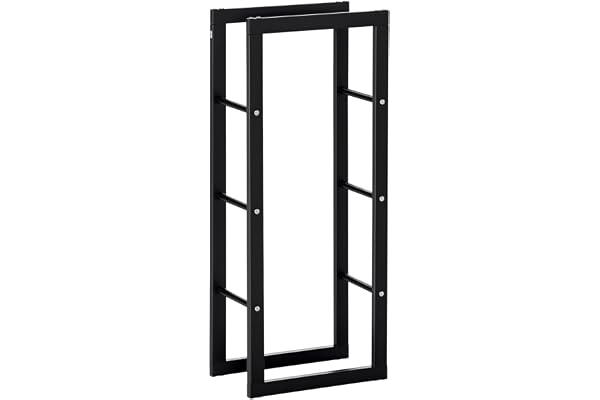 HOMCOM Range bûches Etagère porte bois de cheminée porte-bûches intérieur et extérieur charge max. 100 Kg dim. 40L x 25l x 100H cm métal noir