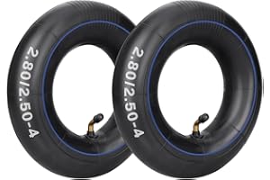 SIPARTS Lot de 2 2.80/2.50-4 chambre à air 280/250-4 2.80-4 2.50-4 chambre à air avec tige de valve coudée TR87 pour chariots à main, chariots utilitaires, tondeuses à gazon, brouettes, chariots, scooters