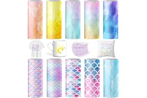 OCCZIN Infusible Transfer Ink Sheets für Cricut Joy 10 Farbe Tie Dye Infusible Ink Folie 11.5x30.5cm Sublimation Papier Sublimationstintenblatt für Wärmepressmaschine für for DIY T-Shirt, Tasse, Canvas Tote