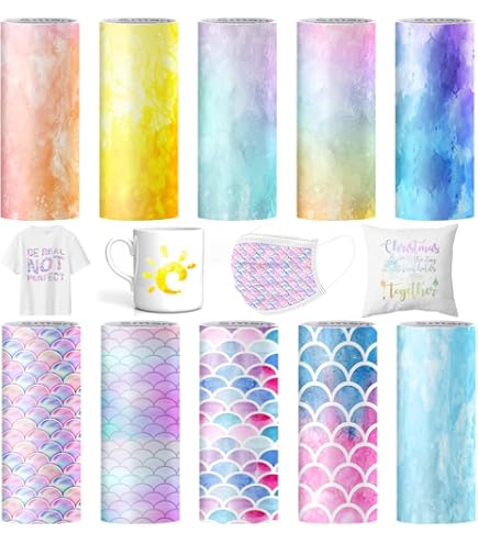 Feuilles D'Encre De Transfert Infusible Pailletées 4.5x12 Pouces - 10 Feuilles Pour Sublimation T-shirts Tasses Et DIY