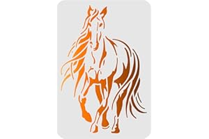 FINGERINSPIRE Stencil rettangolare in plastica per disegno di cavalli, 30 x 20 cm, riutilizzabile, per legno, pavimenti, pareti e decorazioni in tessuto