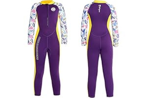 Gogokids Dziewczęcy kombinezon z długimi rękawami - 2 mm neoprenowy kostium kąpielowy dla dzieci na całe ciało, odzież do nurkowania dla dzieci, ochrona przed słońcem, stroje kąpielowe do pływania, snorkelingu, surfingu, sportów wodnych