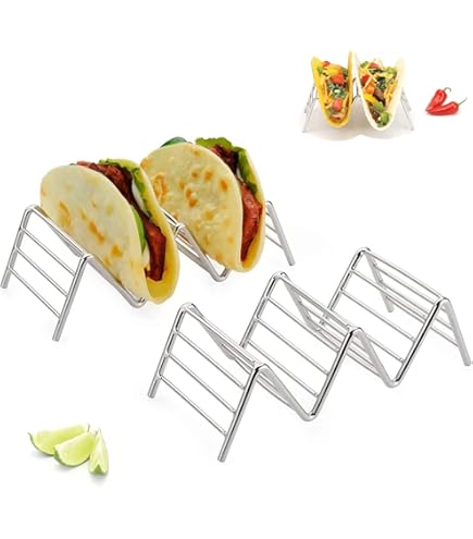 2 Supporti Per Tacos In Bambù - Porta Taco Con Clip, Contiene 16 Tortilla, Per Panini E Hot Dog - Foto 11