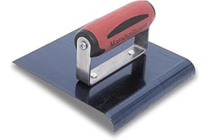 Truelle de bordure Marshalltown en acier bleu avec manche Durasoft, pour arrondir le béton, rayon : 10 mm, lèvre 13 mm, taille de la truelle : 152x152 mm