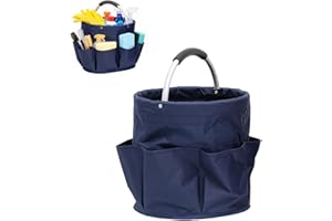 Hu7ken 18L Cleaning Bucket Organiser Caddy Bag with Handle, Foldable Organiser Bag Waterproof Heavy Duty for Home, Kitchen, Bathroom, Office & Professional Cleaning Supplies (blue)