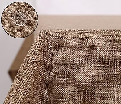 Deconovo Nappe Decoration Cuisine Imperméable Rectangulaire Effet Lin 150x200 cm Brun