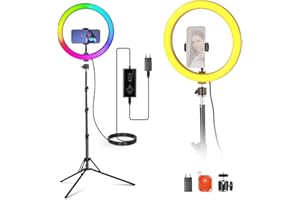 NEEWER 12" Ring Light con Stativo Compatibile con iPhone, Luce Anello LED RGB 24W con Portatelefono per Selfie Fotografia Studio Registrazione Video Trucco Ciglia Streaming, 2500-10000K CRI95+, RH12C