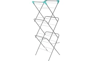 REQUISITE NEEDS Everyday Requisite 3-Tier Clothes Airer, Indoor Clothes Drying Rack with 14 m Washing Line, Silver