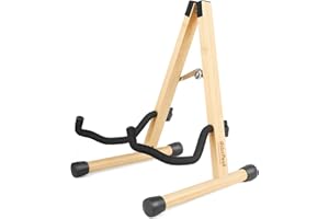 HILERPUNK Gitarrenständer,A-Frame faltbar,einfache Montage und tragbar,für klassischegitarre Akustikgitarre solide Halterung, langlebig (Bambus)