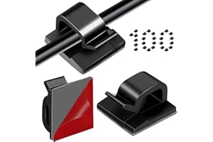 MSPEBEC 100 uchwytów na kable, haczyki samoprzylepne, do użytku na zewnątrz, odporne na warunki atmosferyczne, uchwyt na kable samoprzylepne, zaciski samoprzylepne, czarne do zarządzania kablami