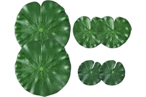 UEAVOID 6 Stück Künstliche Lotusblatt Dekoration für Pool und Teich, schwimmende Pflanzen, Lotusblüten-Optik, Teichdekoration (10/15/17cm, grüne)