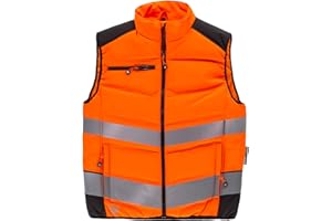 WORKTEAM CREATING STYLE AT WORK WORKTEAM Chaleco Acolchado Alta Visibilidad y Cintas Reflectantes. Chaleco Trabajo Multibolsillos. Unisex