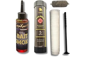 CarpeXpert – Lot de Filet PVA Soluble & Bait Smoke Rouge – Kit d’Amorçage Premium pour Pêche à la Carpe – Filet de 37mm x 5m - Dissolution Rapide et Attraction Maximale