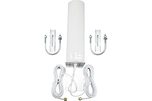 BOOBRIE High Gain 4G LTE Antenna Outdoor 10DBi Dual SMA Male Connector 5M SMA Cable 698-2700MHz WiFi Antenna Outdoor 3G 4G LTE OmniDirectional Mount for 5G LTE Router Hotspot Wireless