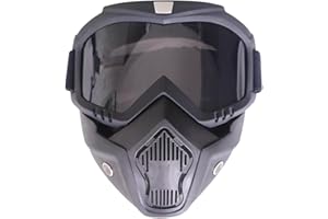 ROPNIIK Masque De Moto Lunettes Avec Protection Détachables Filtre Au Niveau De La Bouche Harley Style Casque Anti-Buée Coupe-Vent Équitation Des Lunettes De Soleil Cadeau De La Saint-Valentin - Verres Gris