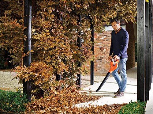 Black+Decker 18V Li-Ion Akku-Gartenbläser mit Akku und Ladegerät, 169km/h – 209km/h einstellbare Blasgeschwindigkeit, Power Command mit Boost-Knopf, GWC1820PC, schwarz orange - 4