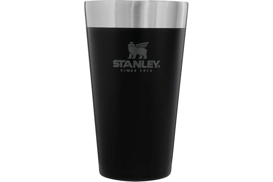 STANLEY Adventure Stacking Beer Pint 0.47L - Travel Mug Keeps Drinks Cold for 4 Hours - Stainless Steel Thermal Cup - Stacks Infinitely - Double Wall Vacuum Insulation - Dishwasher Safe - Matte Black