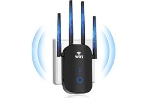 PHAVN Repetidor WiFi, Amplificador WiFi 1200Mbps Repetidor 4 Antenas Extensor de Red WiFi 5GHz y 2.4GHz Banda Dual Extensor de WiFi Apoyo Modo Repetidor/Ap/Router, Repetidor WiFi con Puerto Ethernet, Negro
