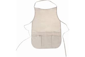 Stylex 46718, Grembiule per Bambini, Circa 35 x 50 cm con 6 Tasche, 100% Cotone, Lavabile a 30 °C, Colori Naturali, 50 x 35 cm