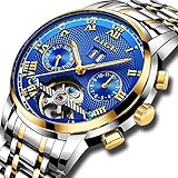 LIGE Herren Uhren Mode Wasserdichte Automatische Mechanischeuhr Edelstahl 9887D Blaues
