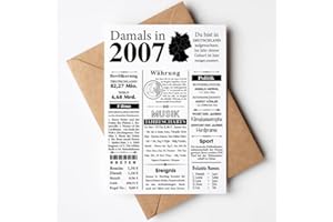 VP-DSGN Geburtstag - 2007 - Postkarte Zeitungsartikel Fakten zum Jahrgang - Deko Geschenkideen zum Geburtstag, Mann Frau - damals in 2007