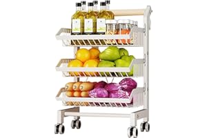 ‎HEIKOECO Heikoeco® Rollwagen für Küche, Extra großer Küchenwagen, Mobile Multifunktionsküche Aufbewahrung & Organisation mit 3 Etagen auf Rädern, Servierwagen mit Rollen, Küchenwagen auf Rollen (3 Lager weiß)