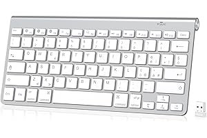 PINKCAT Tastiera wireless, Tastiera Bluetooth &2.4G Layout Italiano QWERTY con tasti multimediali, adatta per PC, laptop, Mac OS, Macbook pro/air, Windows (Argento)