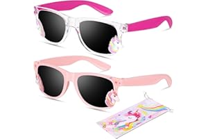 Beipegin 2 Stück Einhorn Sonnenbrille Kinder,UV Schutz Kleinkind Sonnenbrillen Sommer Freien Party Brille Geschenke für Mädchen
