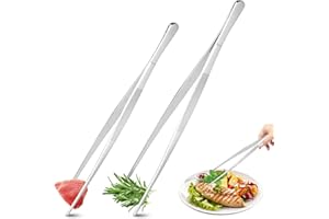 LWMTT Kochpinzette,2 Stück Koch Pinzette Küche, Lange Pinzette 25 cm und 30 cm,Kochpinzette Zangen Präzision Gezackte Spitzen,Edelstahl Professionelle Kochpinzette Küchenwerkzeuge zum Grillen,Servieren