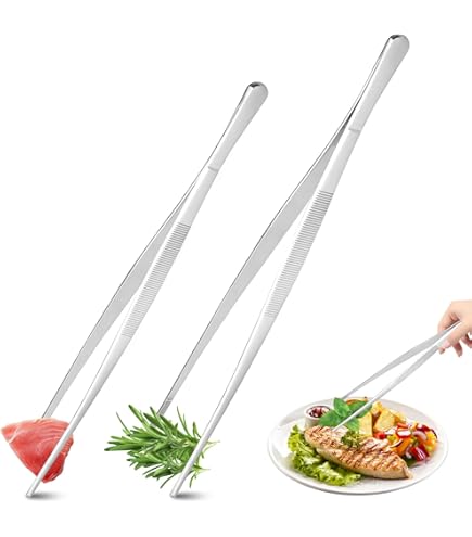 Set Di 2 Pinze Da Cucina In Acciaio Inox 30 Cm - Punta Dentata Precisa - Pinze Alimentari Per Barbecue, Cucina E Pasticceria, Utensili Professionali. Pinze Cucina Inox - Foto 6