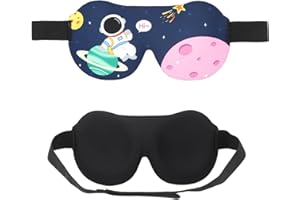 Calkkrer Maschera per dormire in cotone 3D, regolabile, morbida, per bambini, simpatici occhiali da notte in cotone, per ragazze, comoda visiera per gli occhi, maschera per dormire per viaggi notturni