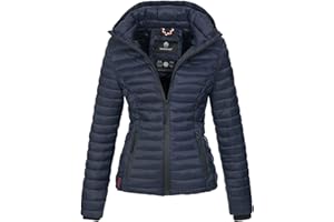 MARIKOO Damen Jacke Steppjacke Übergangsjacke mit Kapuze gesteppt B600