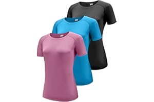 Boyzn Women's 3 Pack Short/Long Sleeve Workout Running Shirts, UPF 50+ Sun Protection Shirts, Athletic Exercise Gym T-Shirts