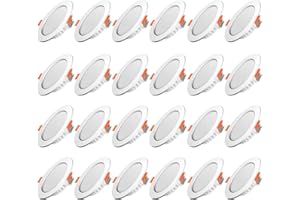 TOFISR Spot LED Encastrable,Extra Plat,Spot Encastré Led Intérieur Plafond Plafonnier,Rond Ultra Slim Downlight,5W Equivalent 40W Incandescence,230V Blanc Froid 6000K,Pour Salle de Salon,Cuisine,Lot de 24
