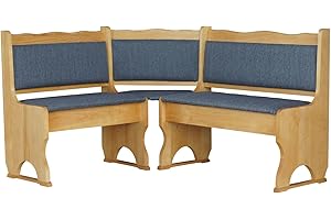 ‎K KOMA k koma Polster Eckbank Kiefer Holz, Alder Farbe mit Polsterung MASSIVHOLZ - NEU GRAU DUNKEL (120 x 160)