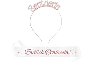 AUGESAK 3 Stück Rentner Geschenk Frau-Rentnerin Haarreif, Endlich Rentnerin Schärpe und Button Ruhestand, Renteneintritt Geschenk Frau, 2025 Rente Deko Roségold für Frauen Abschiedsgeschenk Kollegin